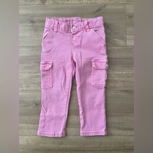 Cat & Jack Toddler Girl Pink Jeans with Cargo Pockets Y2K Straight Leg Size 3T